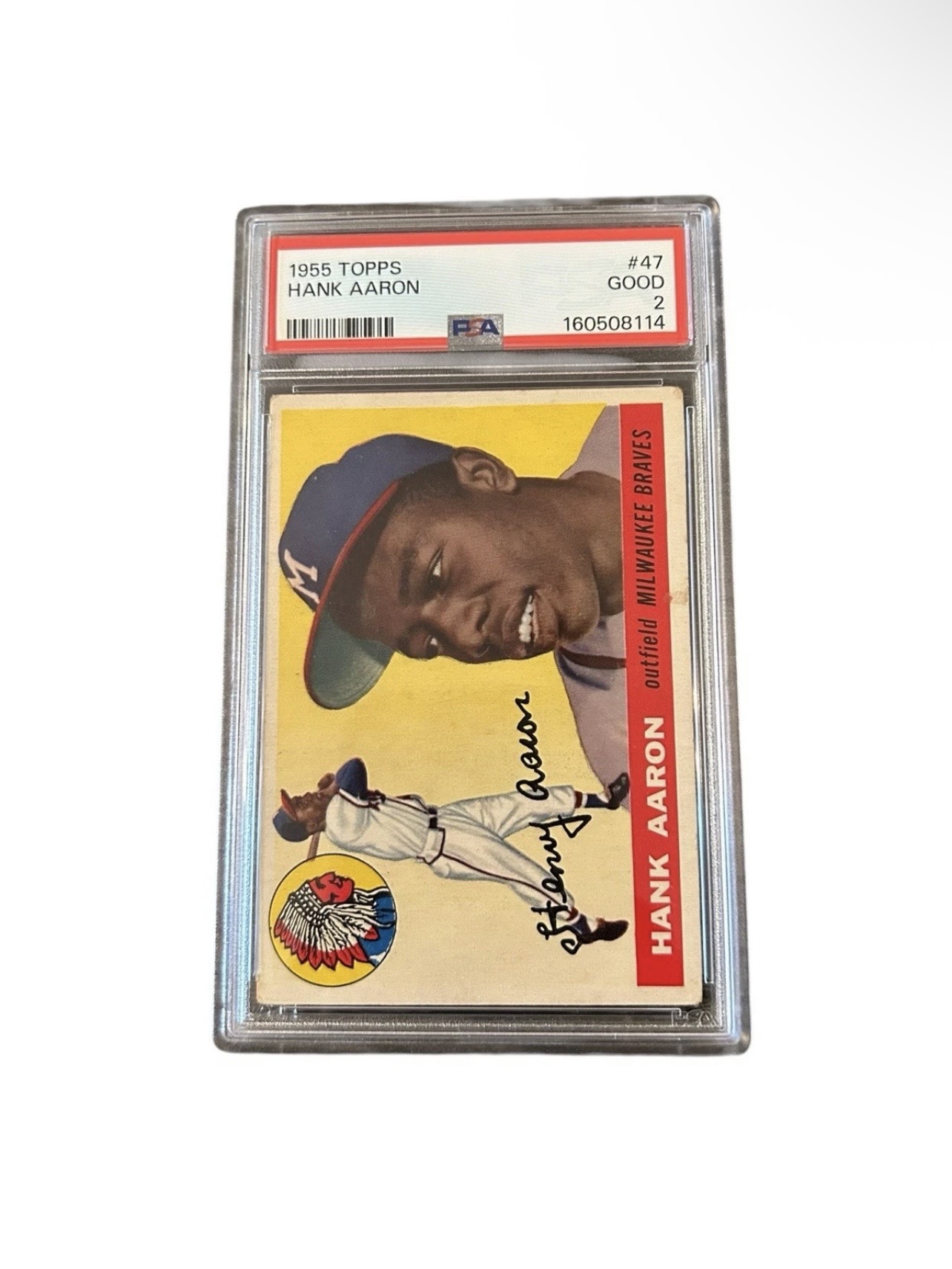 PSA-graded 1955 Topps Hank Aaron baseball card